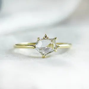 Unusual engagement ring with white sapphire in atypical shape MARIAH