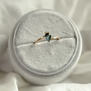 Unique ring with teal sapphire and diamonds LEAH Thumbnail