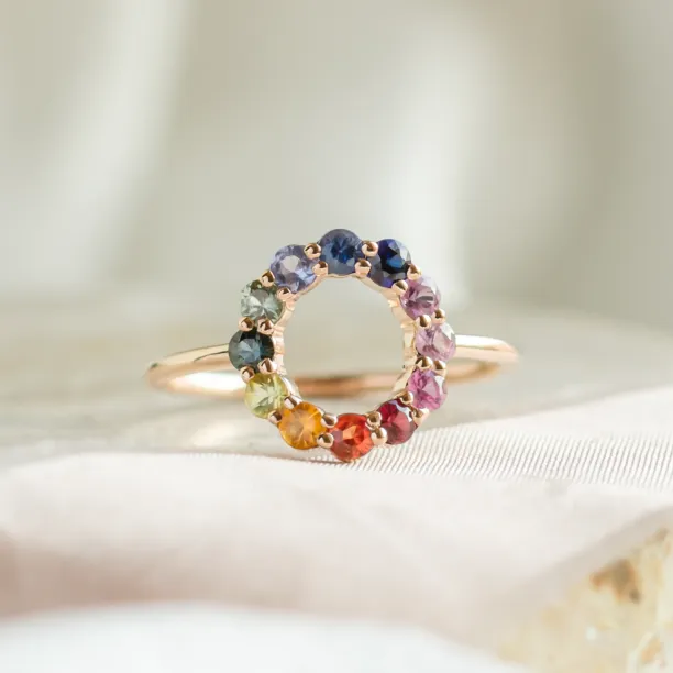 Unusual multi gemstone ring with sapphires RAINBOW Image