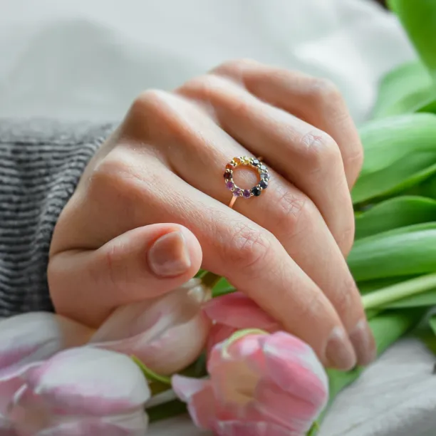 Unusual multi gemstone ring with sapphires RAINBOW Image