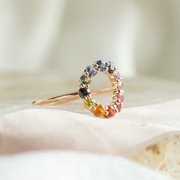 Unusual multi gemstone ring with sapphires RAINBOW Image