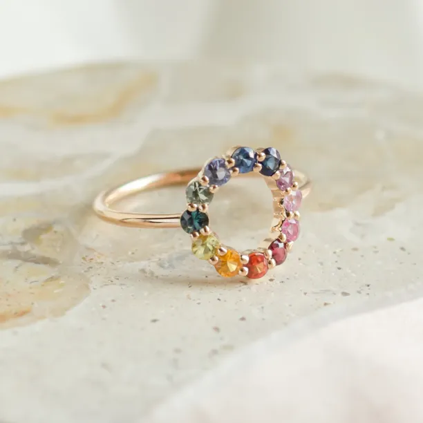 Unusual multi gemstone ring with sapphires RAINBOW Image