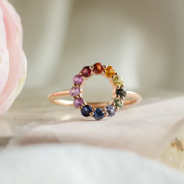Unusual multi gemstone ring with sapphires RAINBOW Image