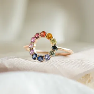 Unusual multi gemstone ring with sapphires RAINBOW