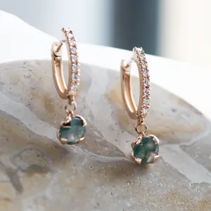 Gold dangle earrings with moss agates and diamonds MARLOW