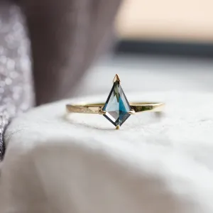 Gold ring with London blue topaz in kite shape KINGSTONE Thumbnail