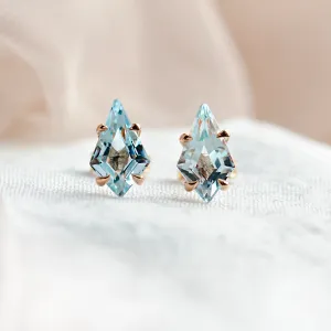 Gold earrings with topaz in kite shape RIAN