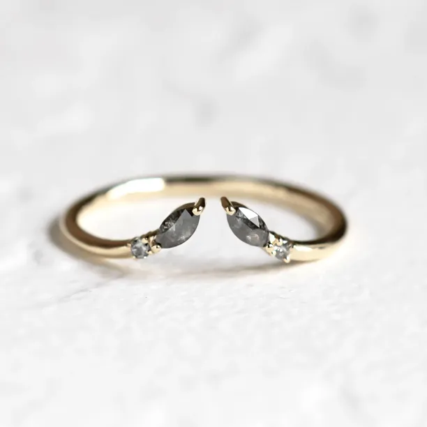 Gold open ring with salt and pepper diamonds ADA Image