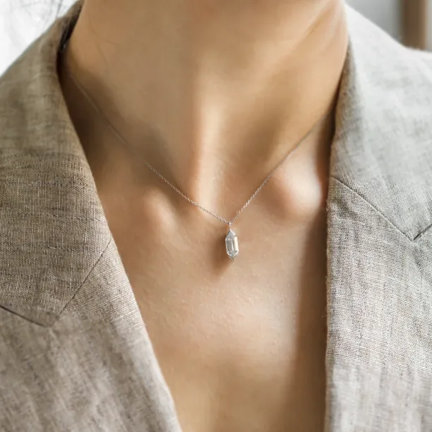 Gold hexagon moissanite pendant FINA Image