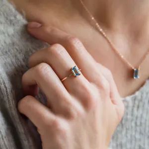 Gold jewellery set with blue topaz GENEVA Thumbnail