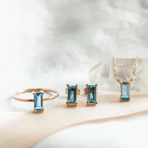 Gold jewellery set with blue topaz GENEVA Thumbnail