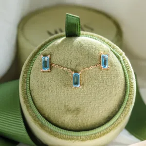 Gold necklace with a baguette cut topaz LUCERNE Thumbnail