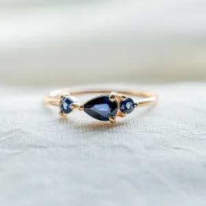 Gold ring with blue sapphires SKYLER