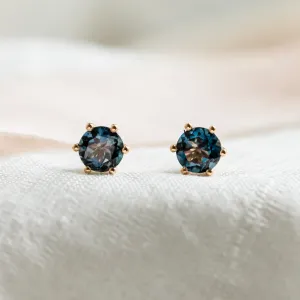 Stud earrings with blue topaz DENIM