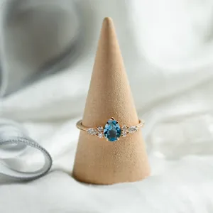 Gold ring with topaz and moissanites ASTROS Thumbnail