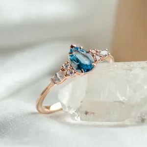 Gold ring with topaz and moissanites ASTROS Thumbnail