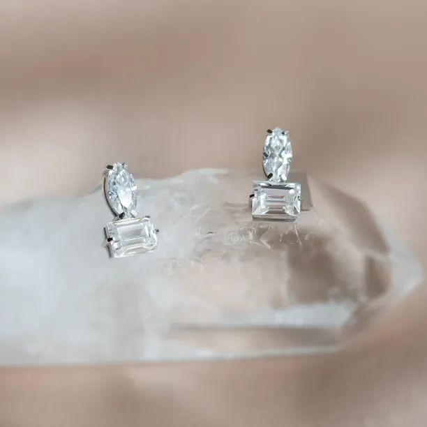 Náušnice s baguette a marquise laboratorními diamanty ANNA Image