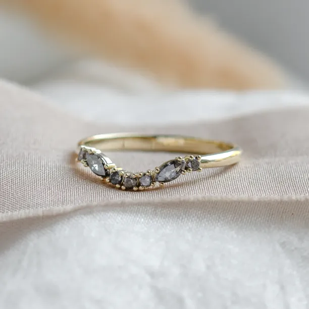 Curved wedding ring with salt and pepper diamonds WESTON Image