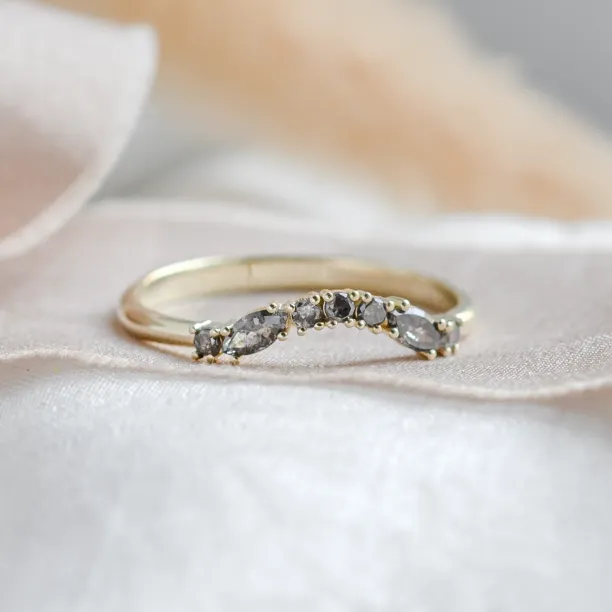 Curved wedding ring with salt and pepper diamonds WESTON Image