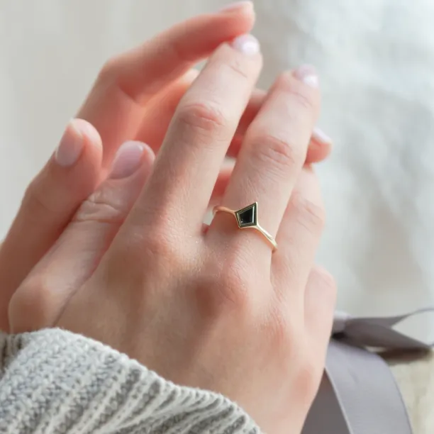 Minimalist engagement ring with salt and pepper diamond ARIZONA Image