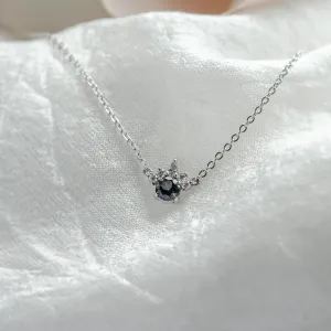 Gold necklace with london blue topaz and diamonds LAMBETH Thumbnail