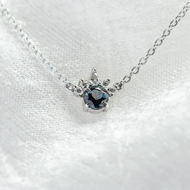 Gold necklace with london blue topaz and diamonds LAMBETH Image