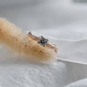 Gold branch ring with salt and pepper diamond ROWYN Thumbnail