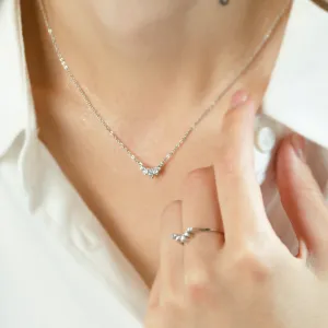 Gold cluster necklace with lab created diamonds JESSICA