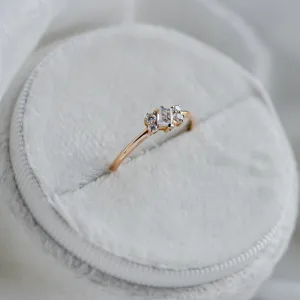 Gold cluster ring with moissanites BERNADETTE Thumbnail
