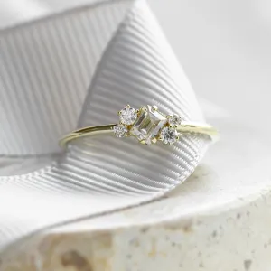 Gold cluster ring with moissanites BERNADETTE Thumbnail