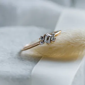 Gold cluster ring with moissanites BERNADETTE Thumbnail