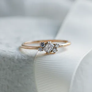 Gold cluster ring with moissanites BERNADETTE Thumbnail