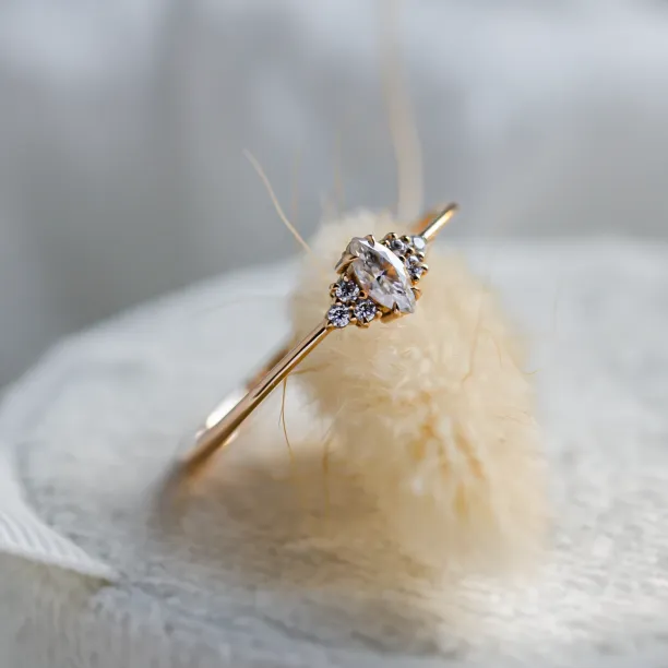 Romantic engagement ring with moissanites MARQUESS Image