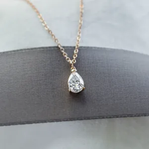 Gold necklace with pear lab created diamond NEO Thumbnail