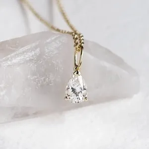 Gold necklace with pear lab created diamond NEO