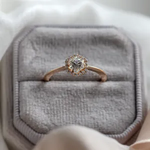 Halo engagement ring with moissanites BLANCHE Thumbnail