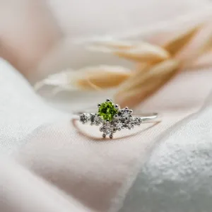 Cluster ring with peridot and diamonds GOOSEBERRY Thumbnail