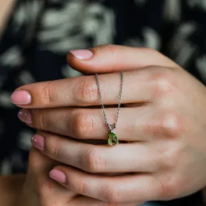 Gold necklace with peridot and diamond KIWI Thumbnail