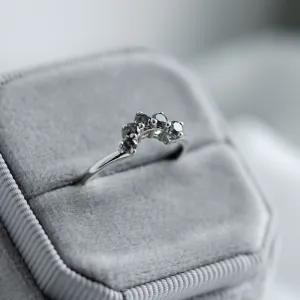 Curved wedding ring with salt'n'pepper diamonds ENZO Thumbnail