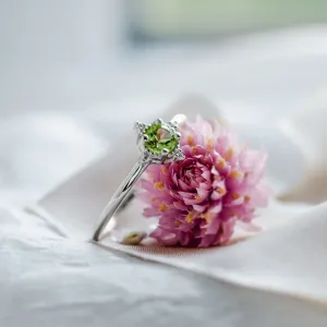 Engagement ring with peridot and diamonds OLIVKA Thumbnail