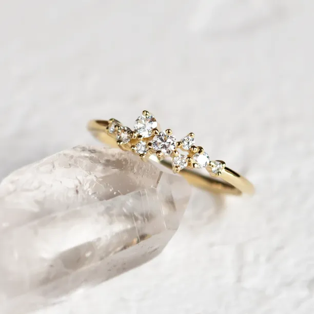 Elegant cluster ring with lab created diamonds CLORÉ Image