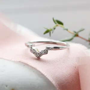 Curved wedding ring with diamonds HARRY Thumbnail