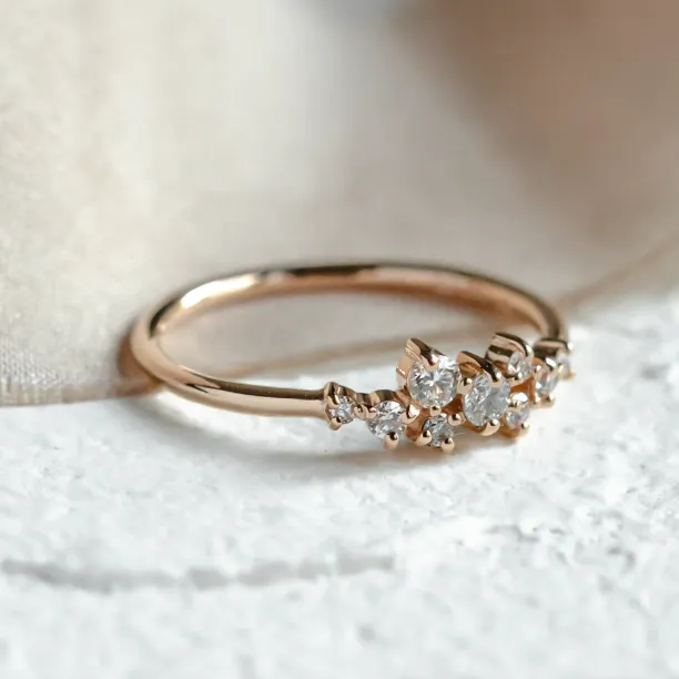 Elegant cluster ring with lab created diamonds CLORÉ Image