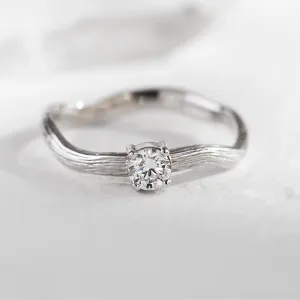 Atypical engagement ring with lab-grown diamond and tree bark surface RIANA Thumbnail