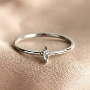 Minimalist engagement ring with marquise lab created diamond ANTOINE Thumbnail