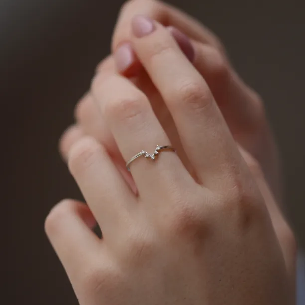 Curved diamond wedding ring EMILIANO Image