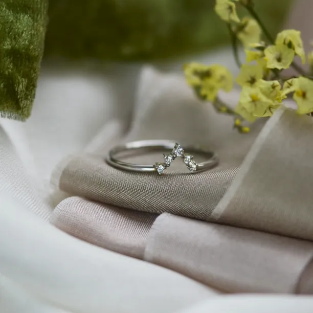 Curved diamond wedding ring EMILIANO Image