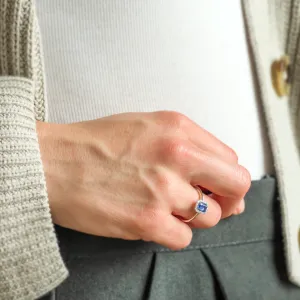 Unique teal sapphire and diamond engagement ring LEAR Thumbnail