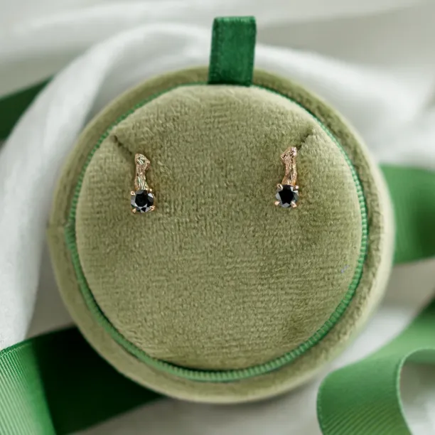 Stud earrings with black diamonds and twig SEAN Image