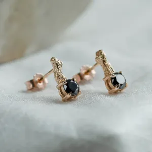 Stud earrings with black diamonds and twig SEAN Thumbnail